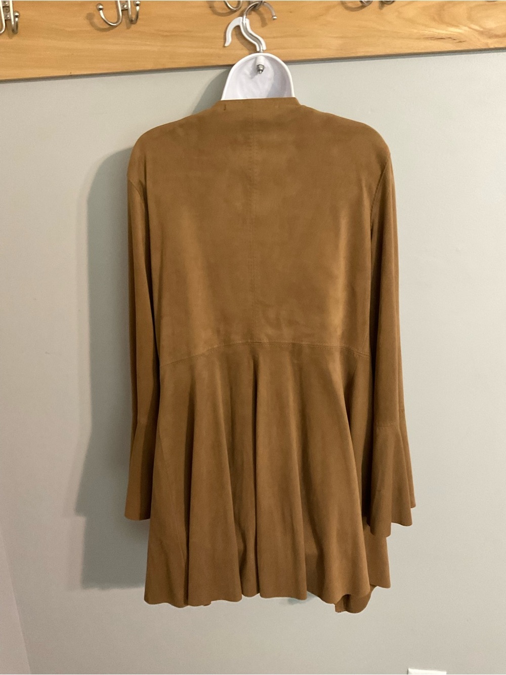 Chelsea & Violet Suede-Look Open Front Jacket in Camel Brown Large - Picture 3 of 8